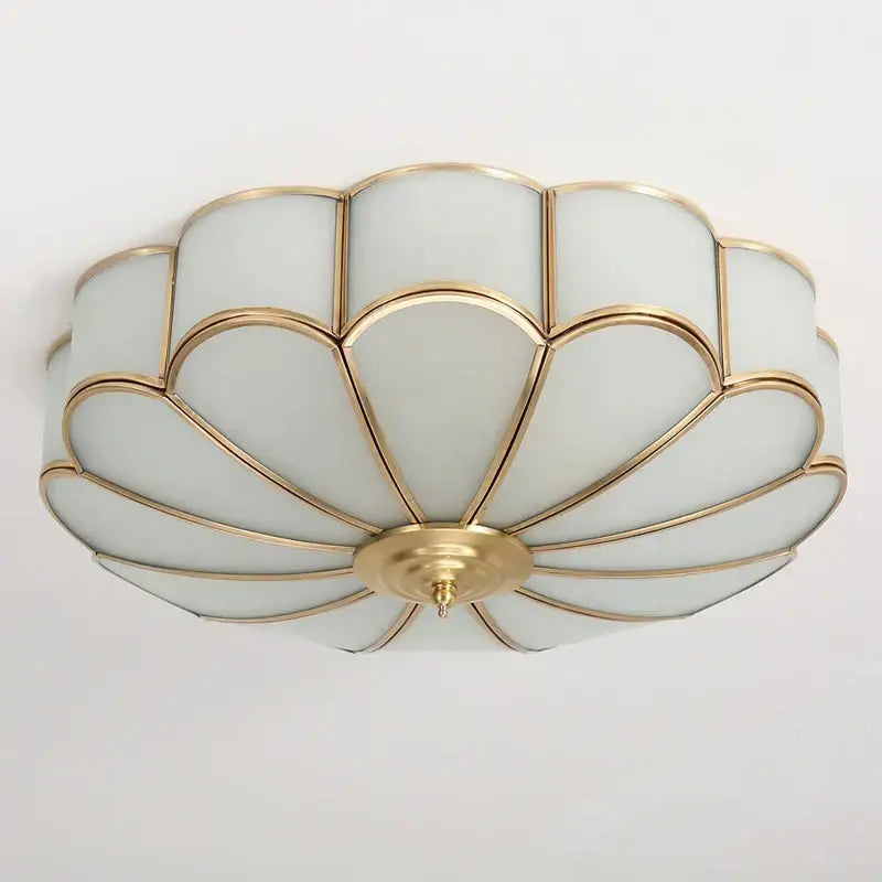 Modern petal brass ceiling lamp bedroom gold glass light