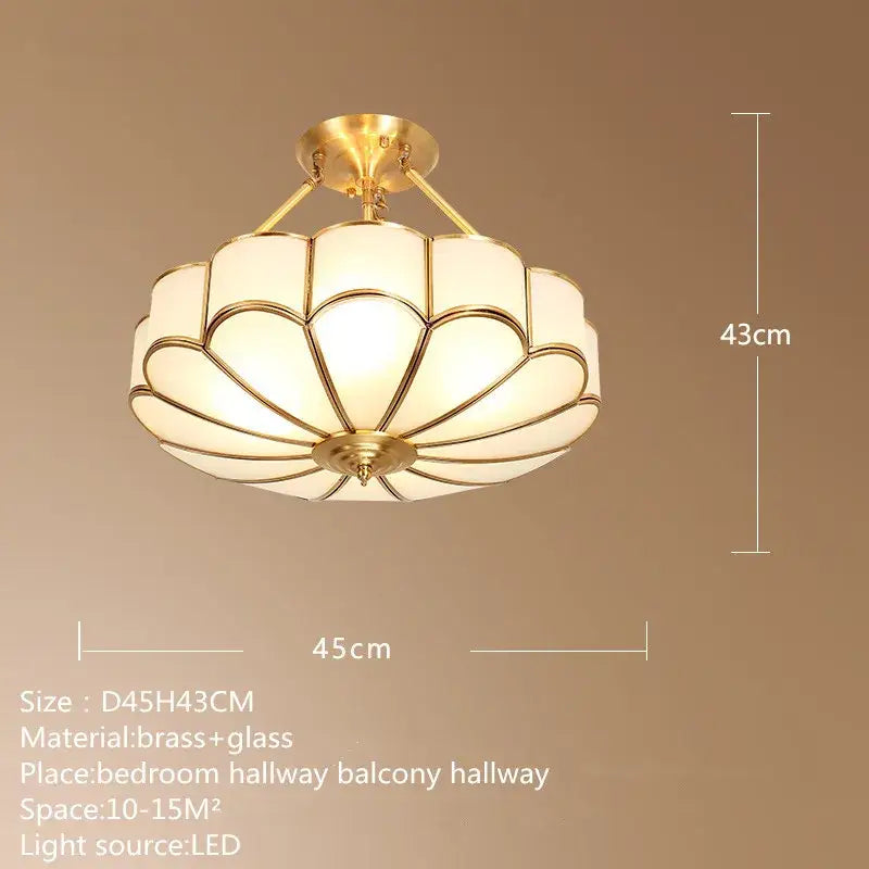 Modern petal brass ceiling lamp bedroom gold glass light