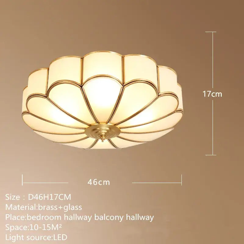 Modern petal brass ceiling lamp bedroom gold glass light