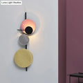 Modern pink & gold circular wall light bedroom white yellow led
