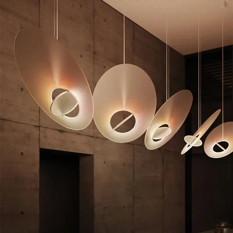 Modern pink & white oval glass pendant light dining room