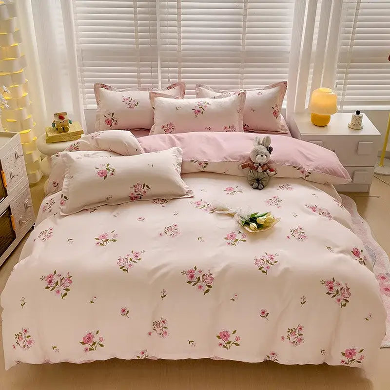 Modern plaid cartoon printed bedding sets bedroom quilt cover kit