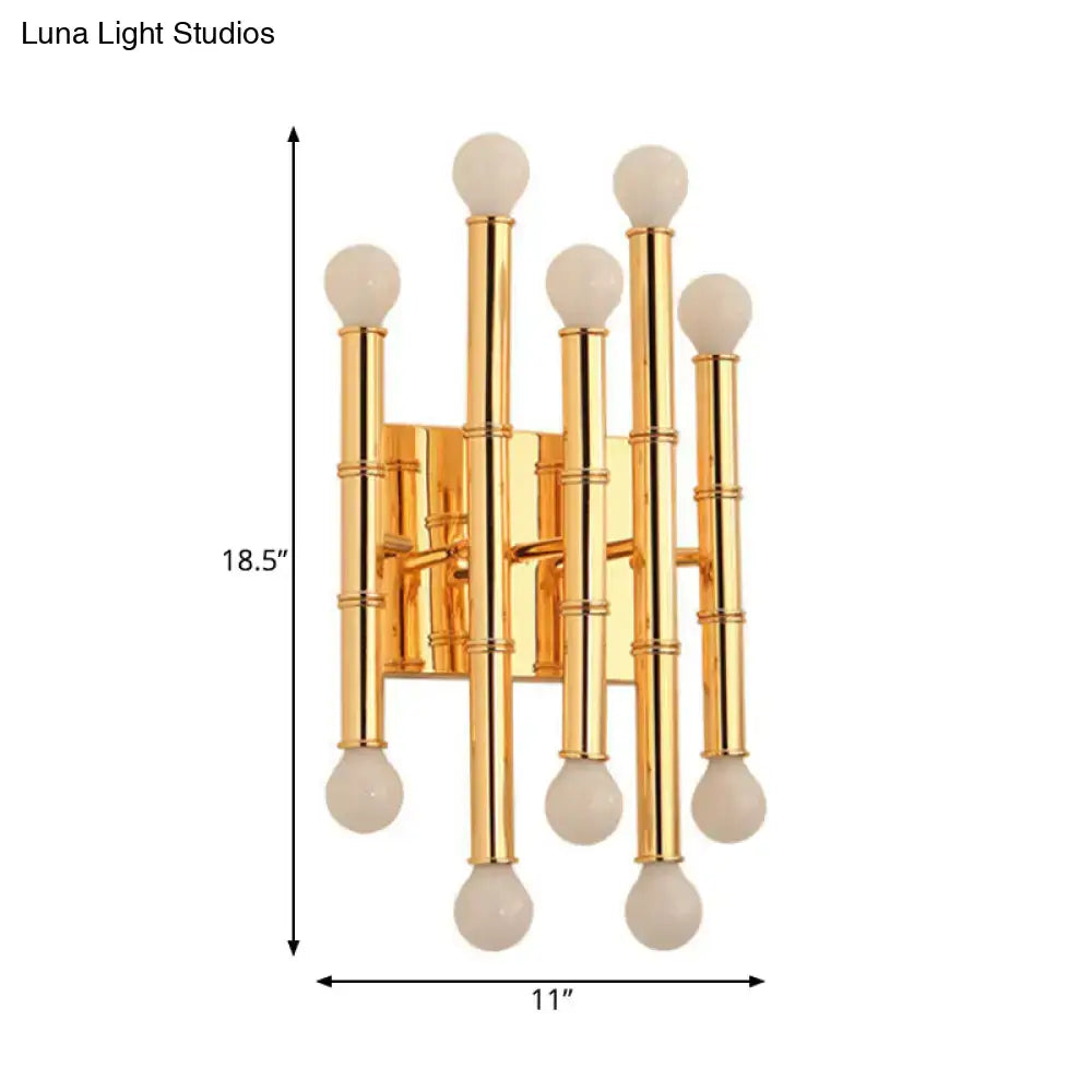Modern polished gold metal tubes bamboo wall sconce hallway light