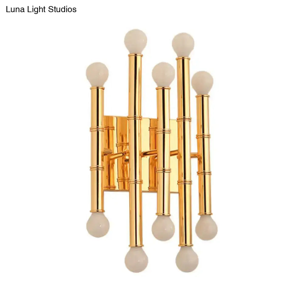 Modern polished gold metal tubes bamboo wall sconce hallway light