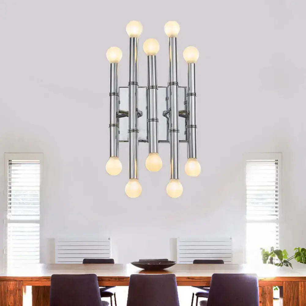 Modern polished gold metal tubes bamboo wall sconce hallway light