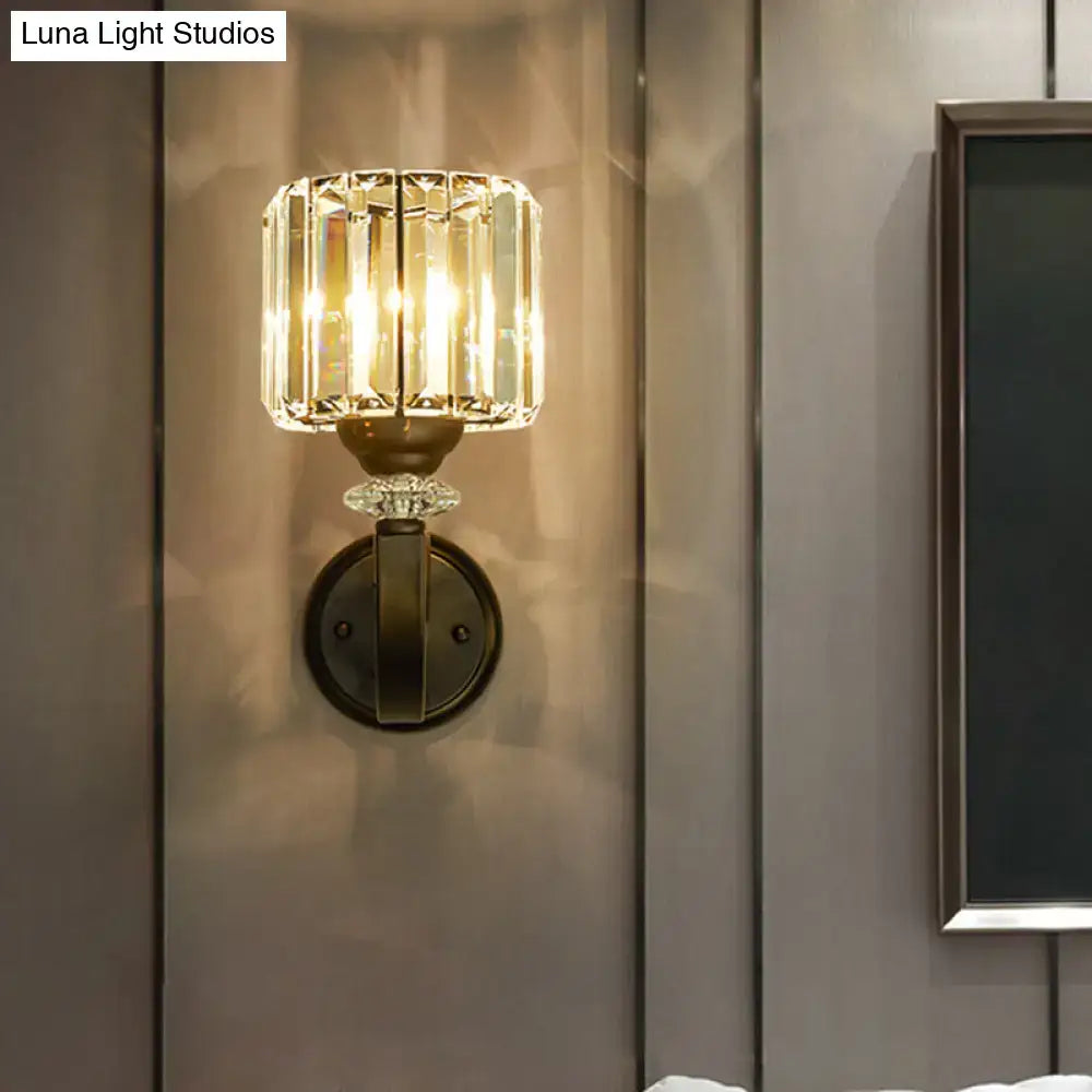 Modern prismatic crystal black wall mounted lamp bedroom sconce
