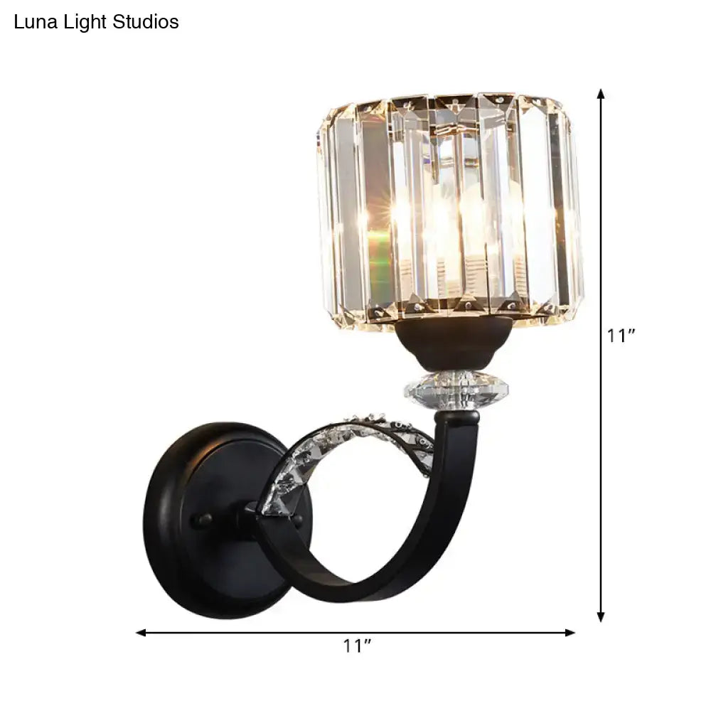 Modern prismatic crystal black wall mounted lamp bedroom sconce
