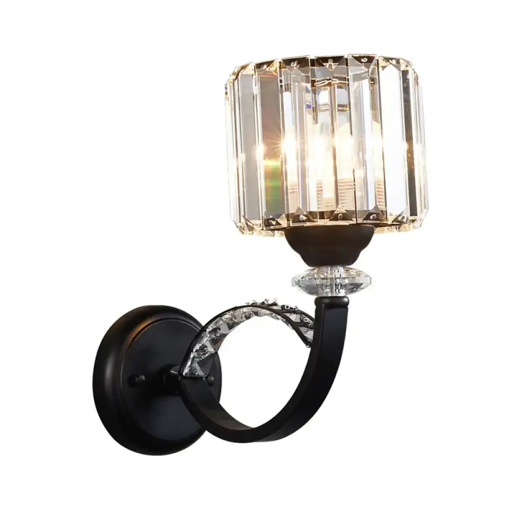 Modern prismatic crystal black wall mounted lamp bedroom sconce