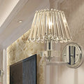 Modern pyramid wall light with chrome finish and clear glass prisms 12 inch fixture for living room lighting