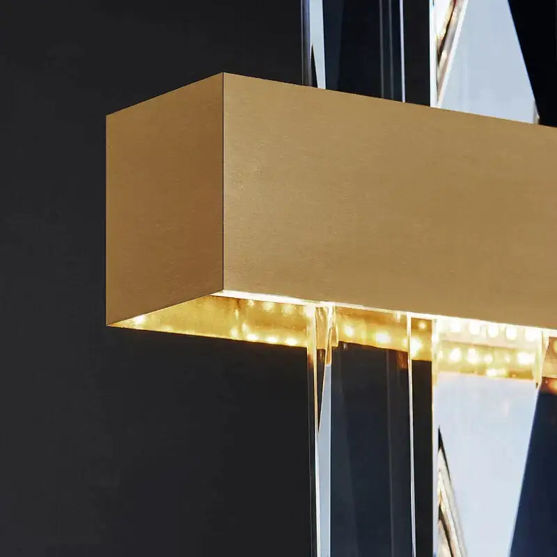 Modern rectangle gold crystal chandelier dining room light