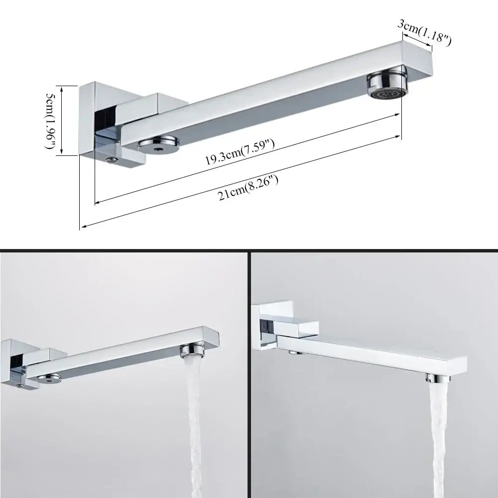 Modern rectangular brass chrome black bronze swivel shower spout bathroom