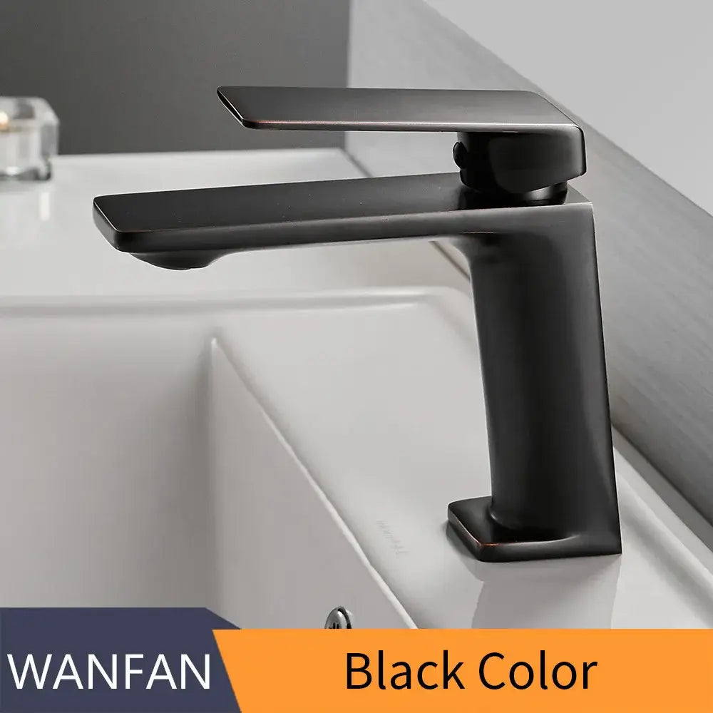 Modern rectangular brushed nickel bathroom sink faucet