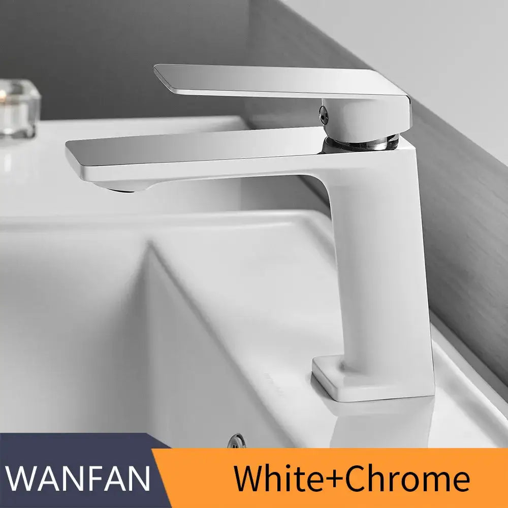 Modern rectangular brushed nickel bathroom sink faucet
