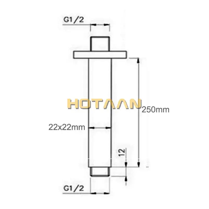 Modern rectangular chrome brass shower arm bathroom wall mount
