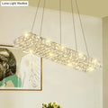 Decorbites™ rectangular k9 crystal ceiling pendant with clear faceted crystals and warm led dining room suspension light