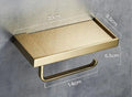 Modern rectangular metal toilet paper holder with tray for bathroom