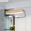 Decorbites modern rectangular pendant light with natural wood top black metal frame and white ceramic birds for dining room