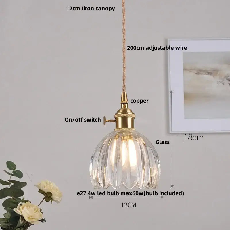 Modern ribbed blue glass pendant light for dining room