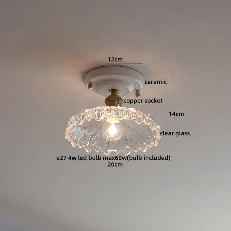 Modern ridged cream ceramic led ceiling light for living room