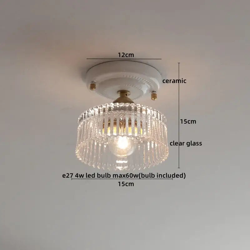 Modern ridged cream ceramic led ceiling light for living room