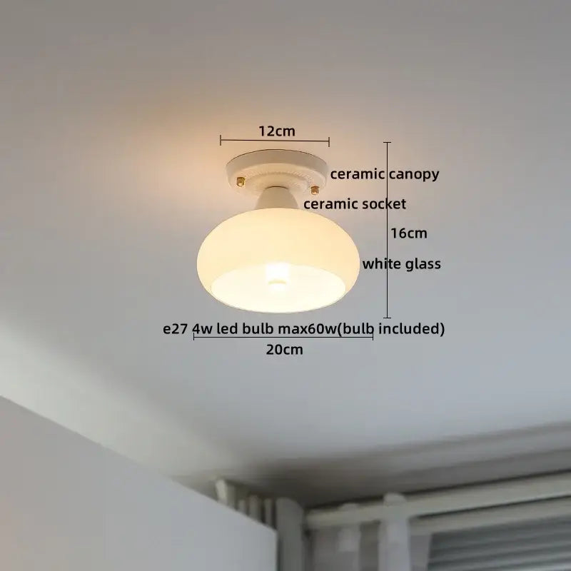 Modern ridged cream ceramic led ceiling light for living room