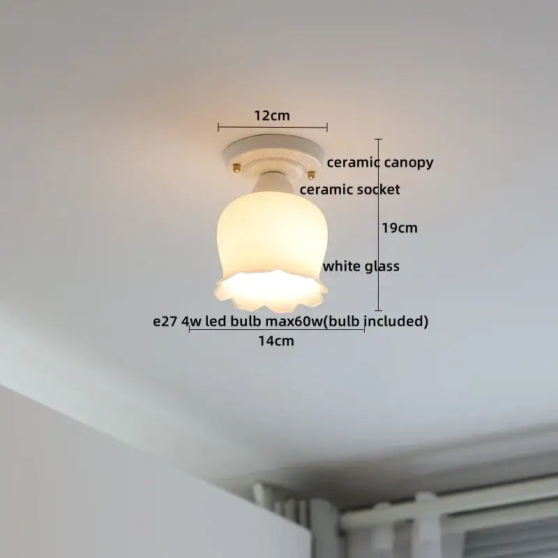 Modern ridged cream ceramic led ceiling light for living room