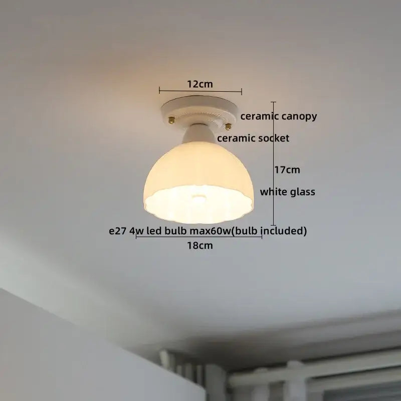 Modern ridged cream ceramic led ceiling light for living room