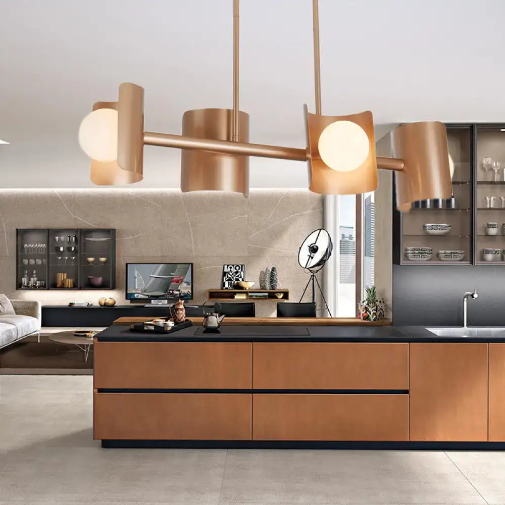 Modern rose gold molecule pendant light for dining room