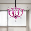 Modern rose red glass crystal chandelier living room pendant light