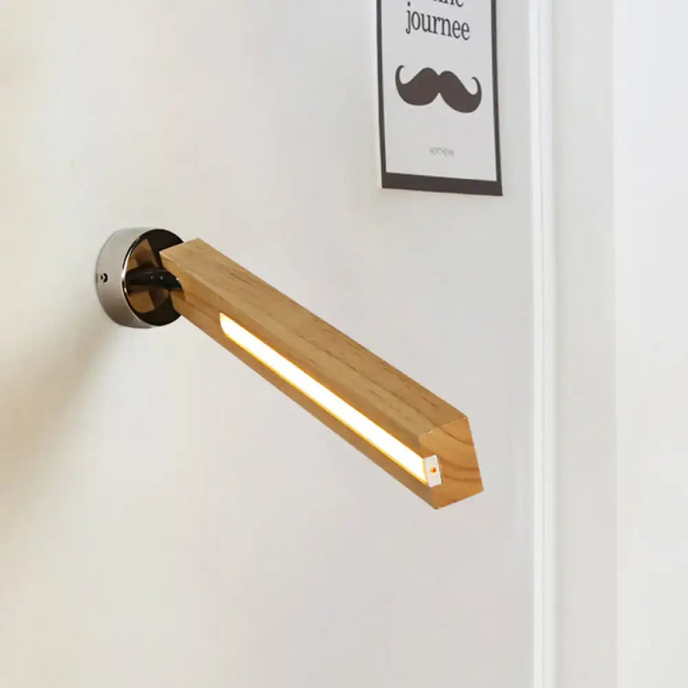 Modern rotatable beige wood wall light bedroom led fixture