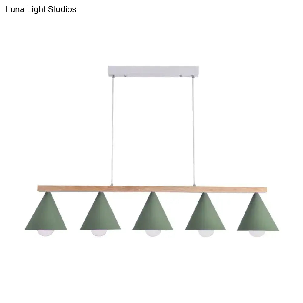 Modern sage green and wood island pendant – kitchen ceiling light