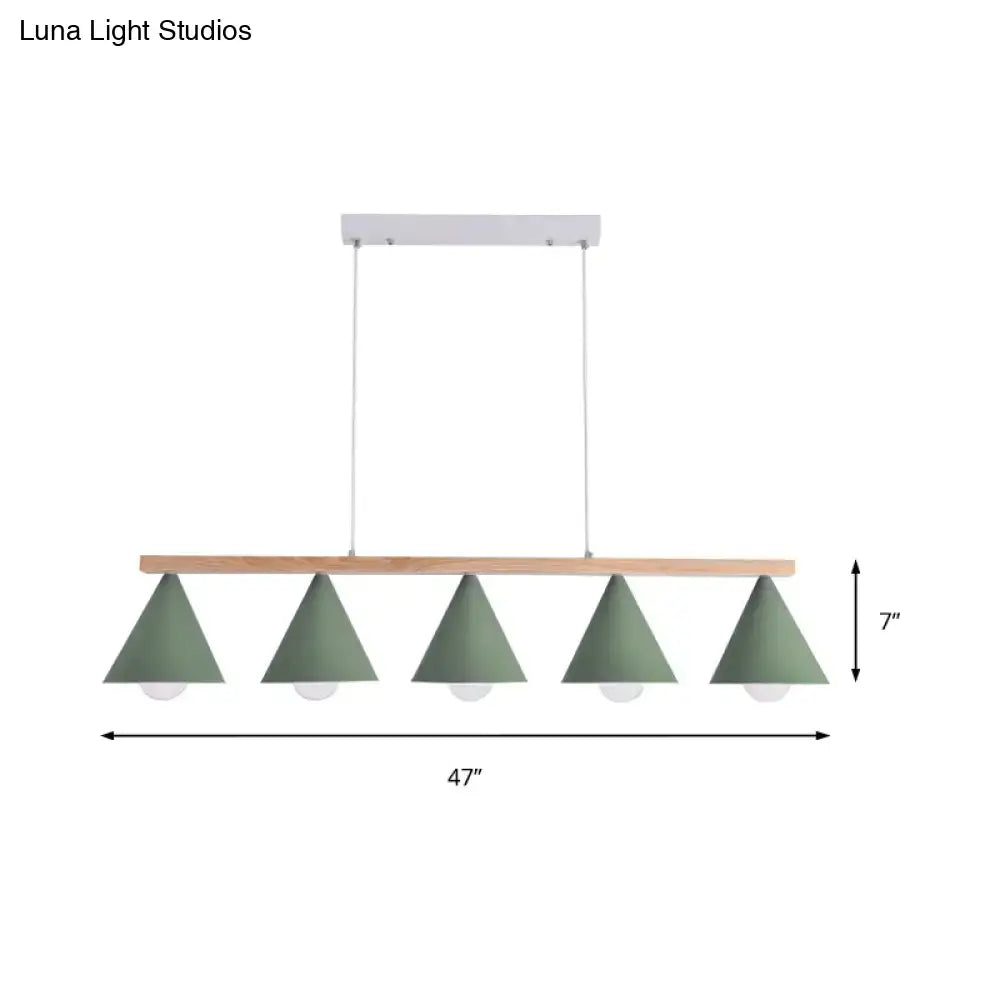 Modern sage green and wood island pendant – kitchen ceiling light