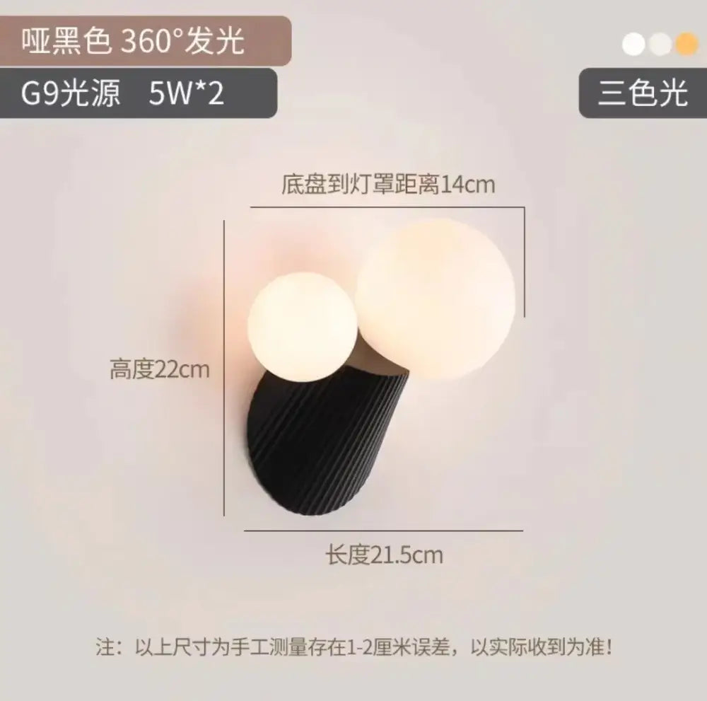 Modern sage green decorbites cactus resin glass wall lamp bedroom