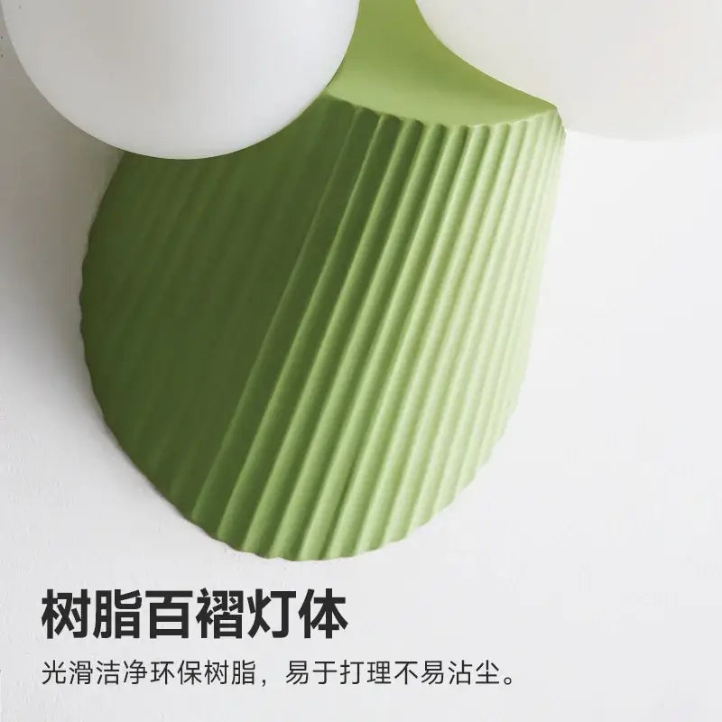 Modern sage green decorbites cactus resin glass wall lamp bedroom