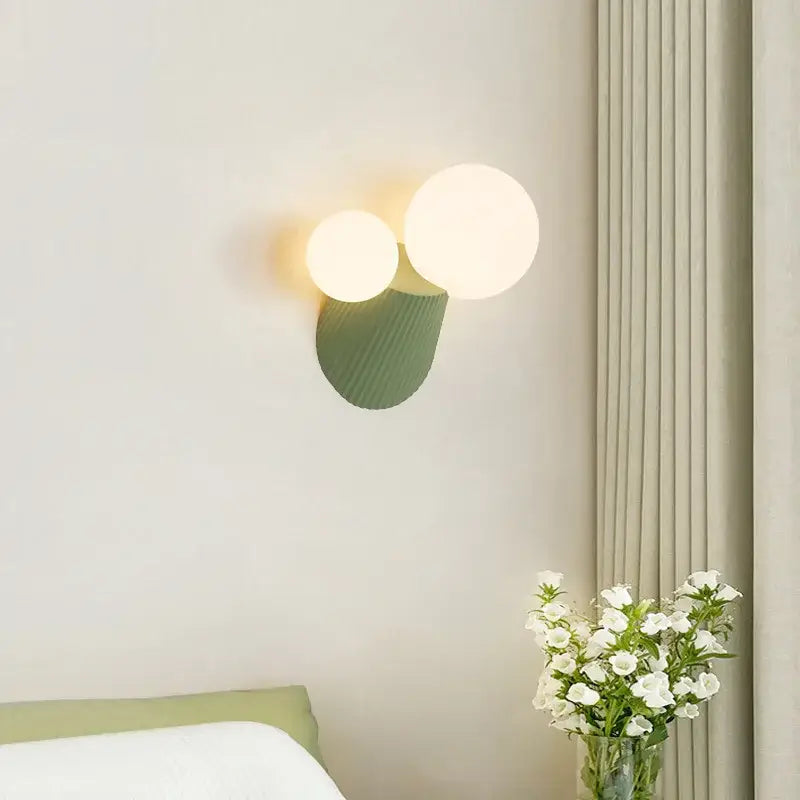 Modern sage green decorbites cactus resin glass wall lamp bedroom