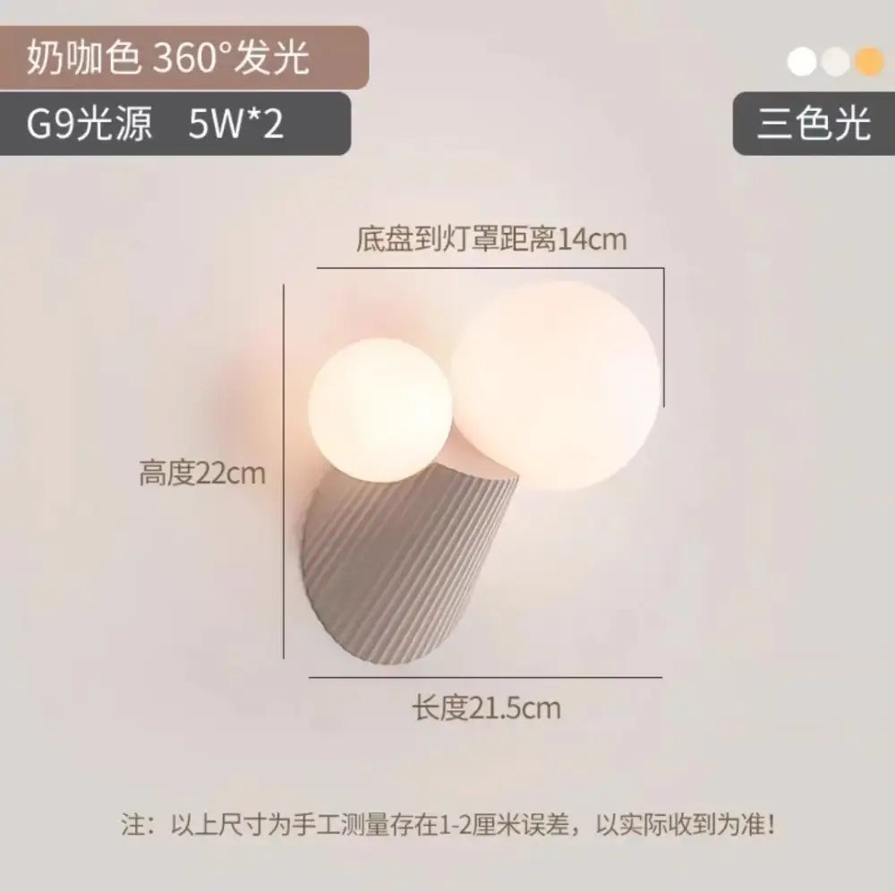 Modern sage green decorbites cactus resin glass wall lamp bedroom