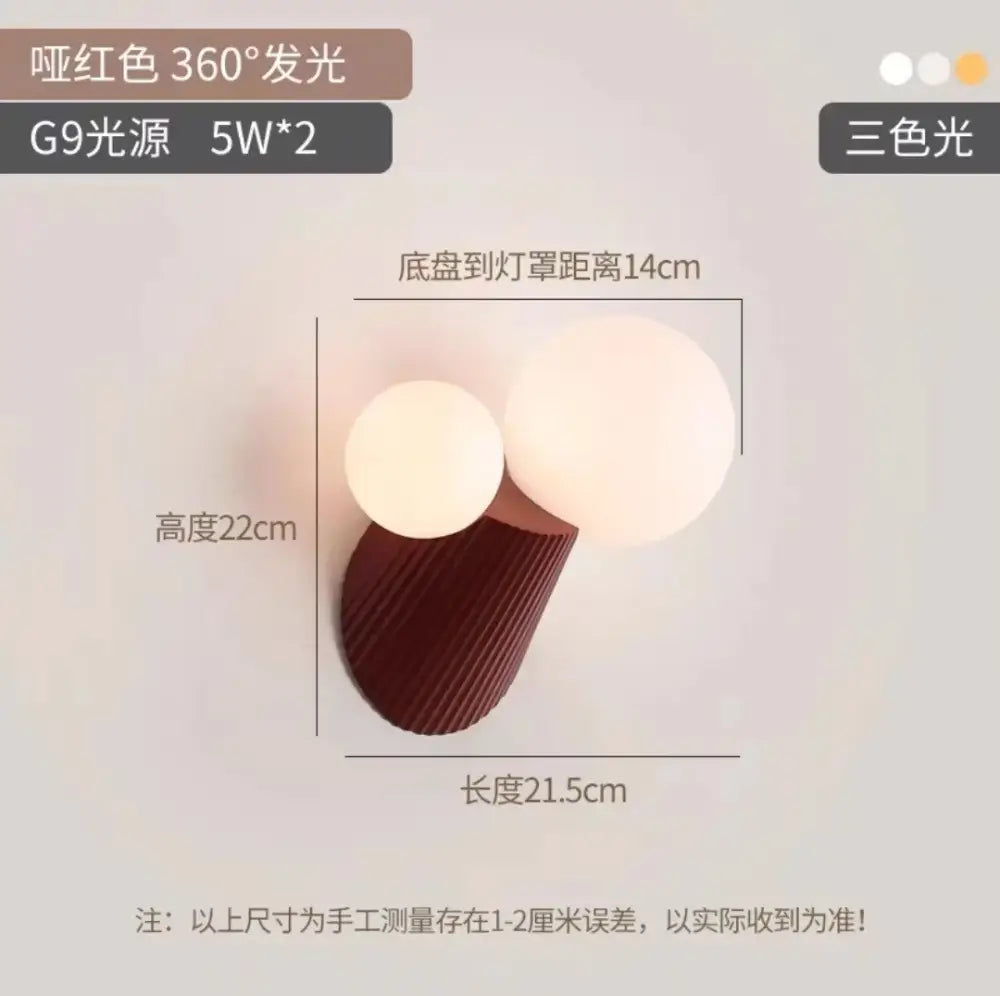 Modern sage green decorbites cactus resin glass wall lamp bedroom