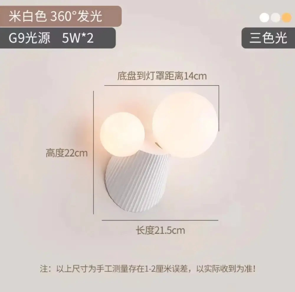 Modern sage green decorbites cactus resin glass wall lamp bedroom