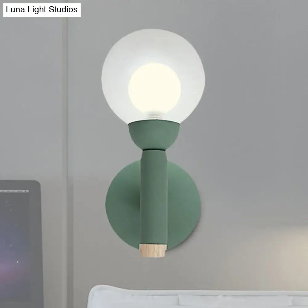 Modern sage green macaron style torch wall light bedroom sconce