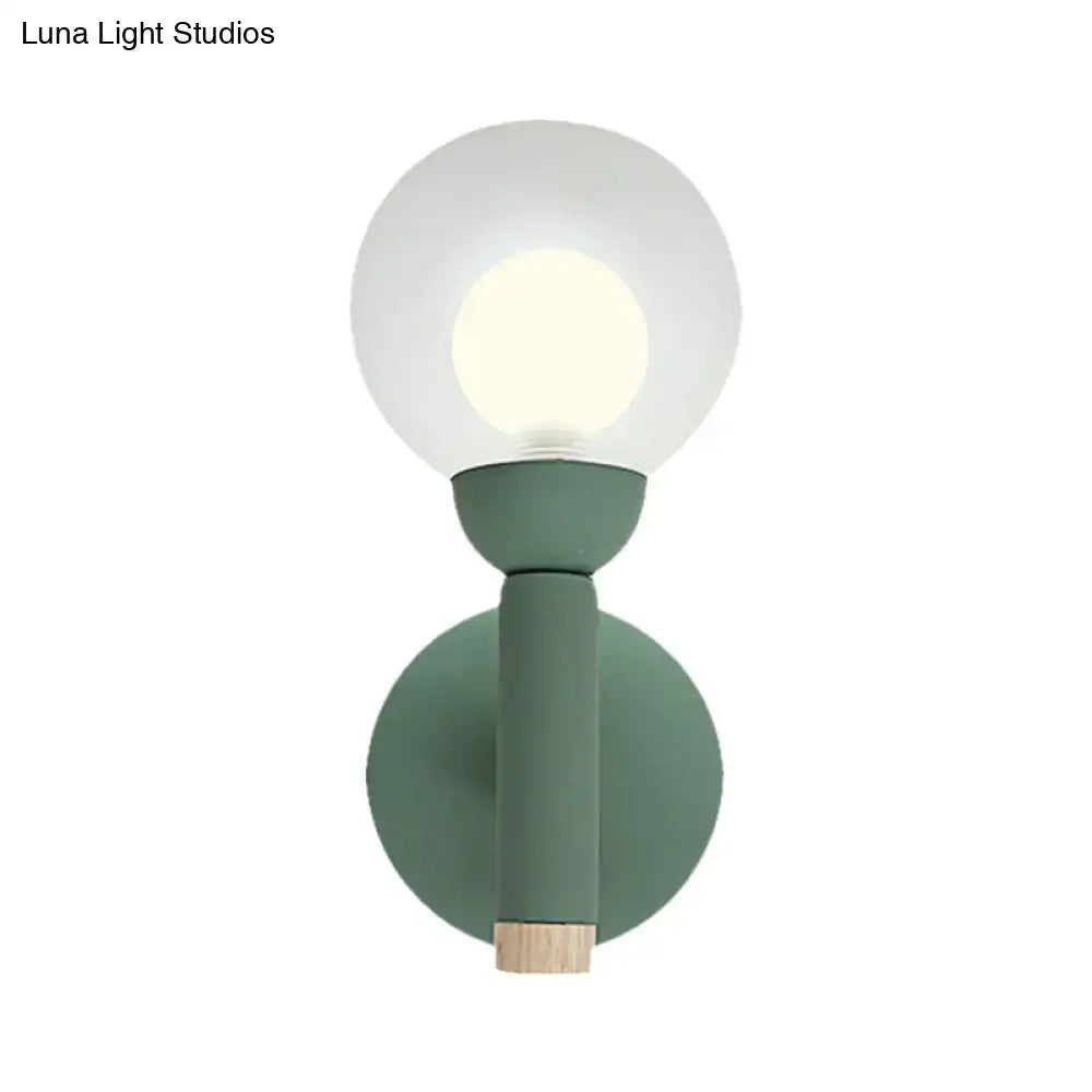 Modern sage green macaron style torch wall light bedroom sconce