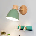 Modern sage green macaron wood wall light fixture bedroom corridor