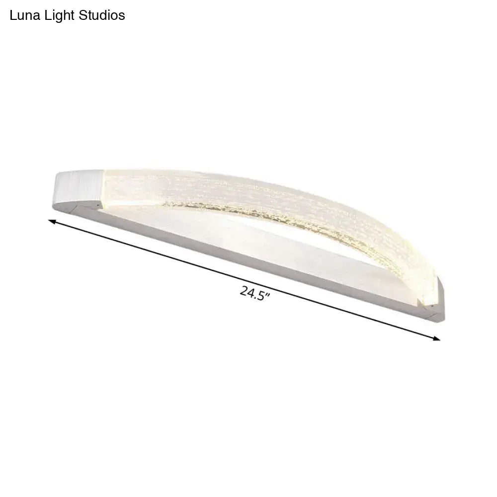 Modern silver bubble crystal wall mount vanity light with curved silver frame frosted glass and 110v-120v led strip