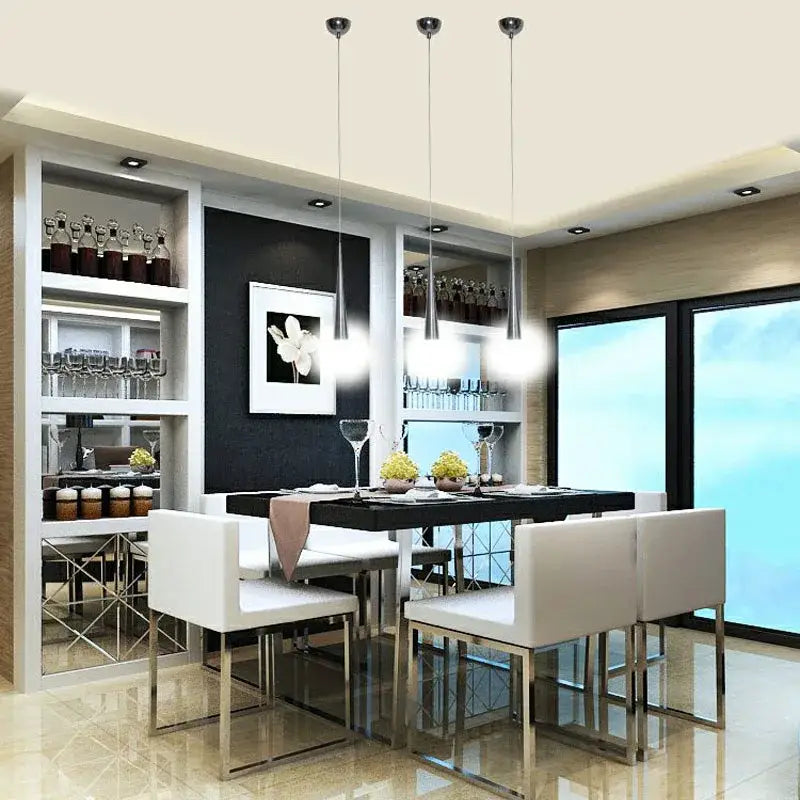 Modern silver conical pendant light dining room 6 pack