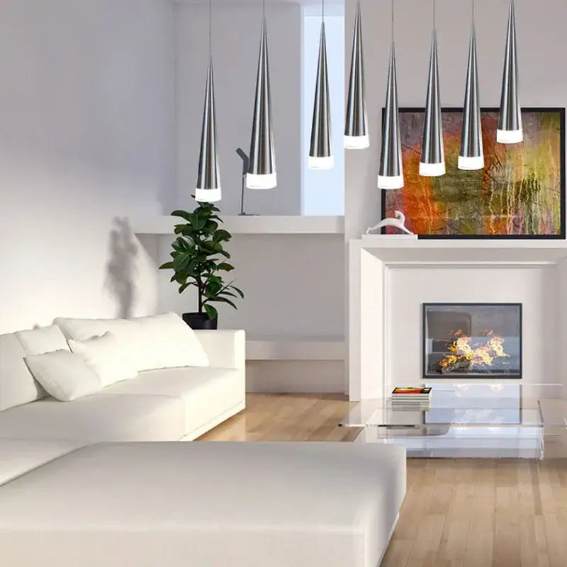 Modern silver conical pendant light dining room 6 pack