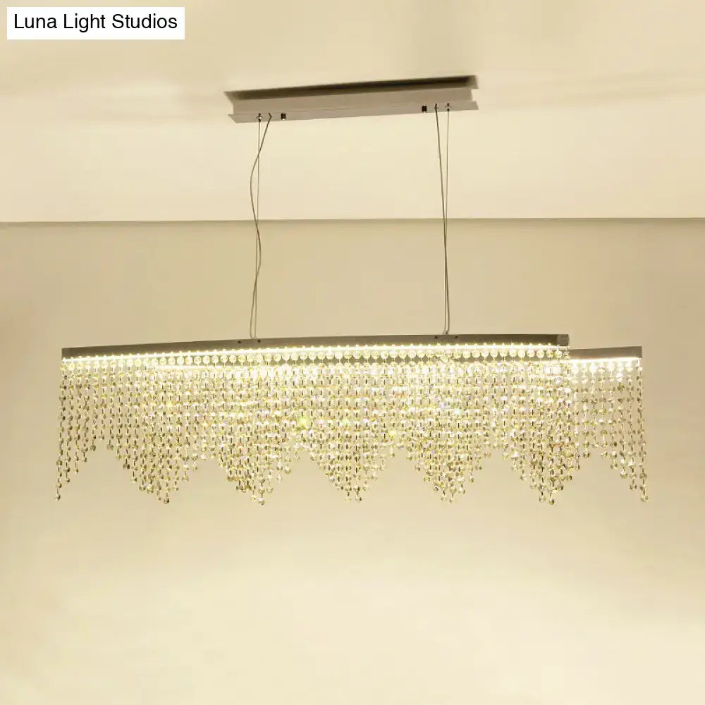 Modern silver crystal island pendant dining room chandelier