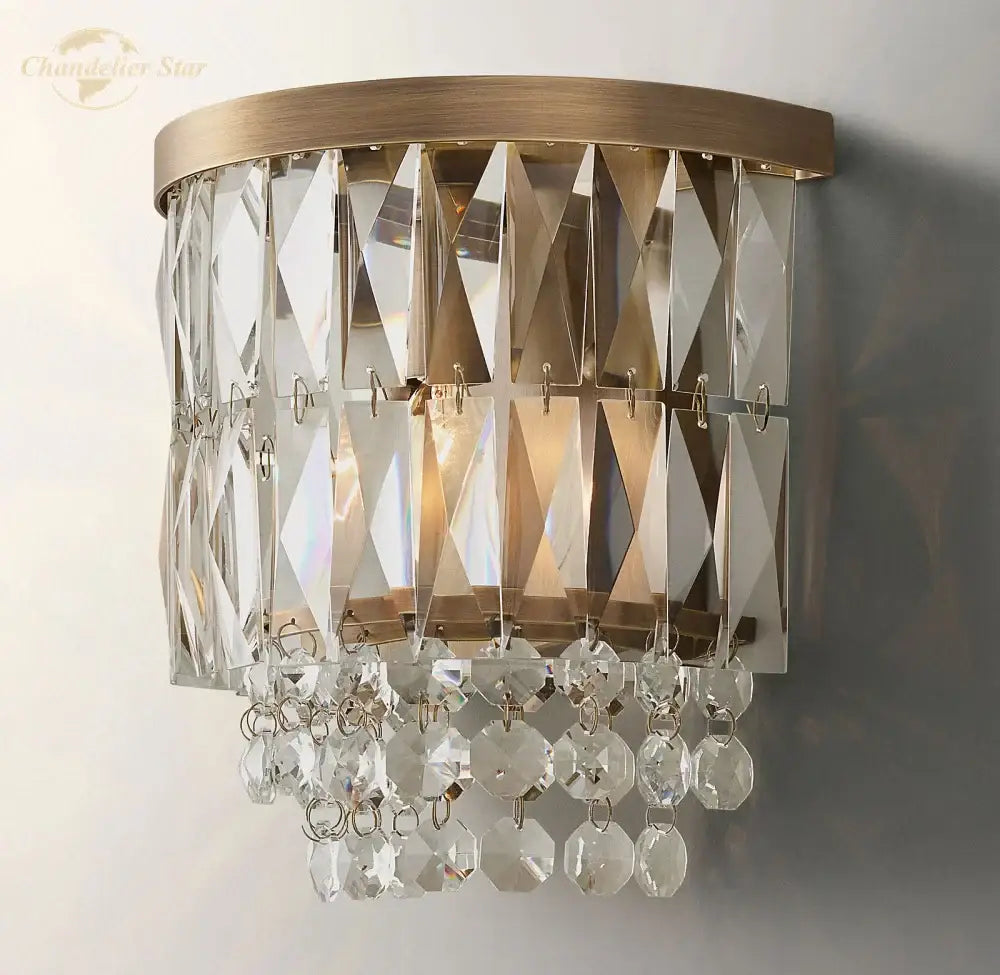 Modern silver crystal led wall sconce – living room light fixture