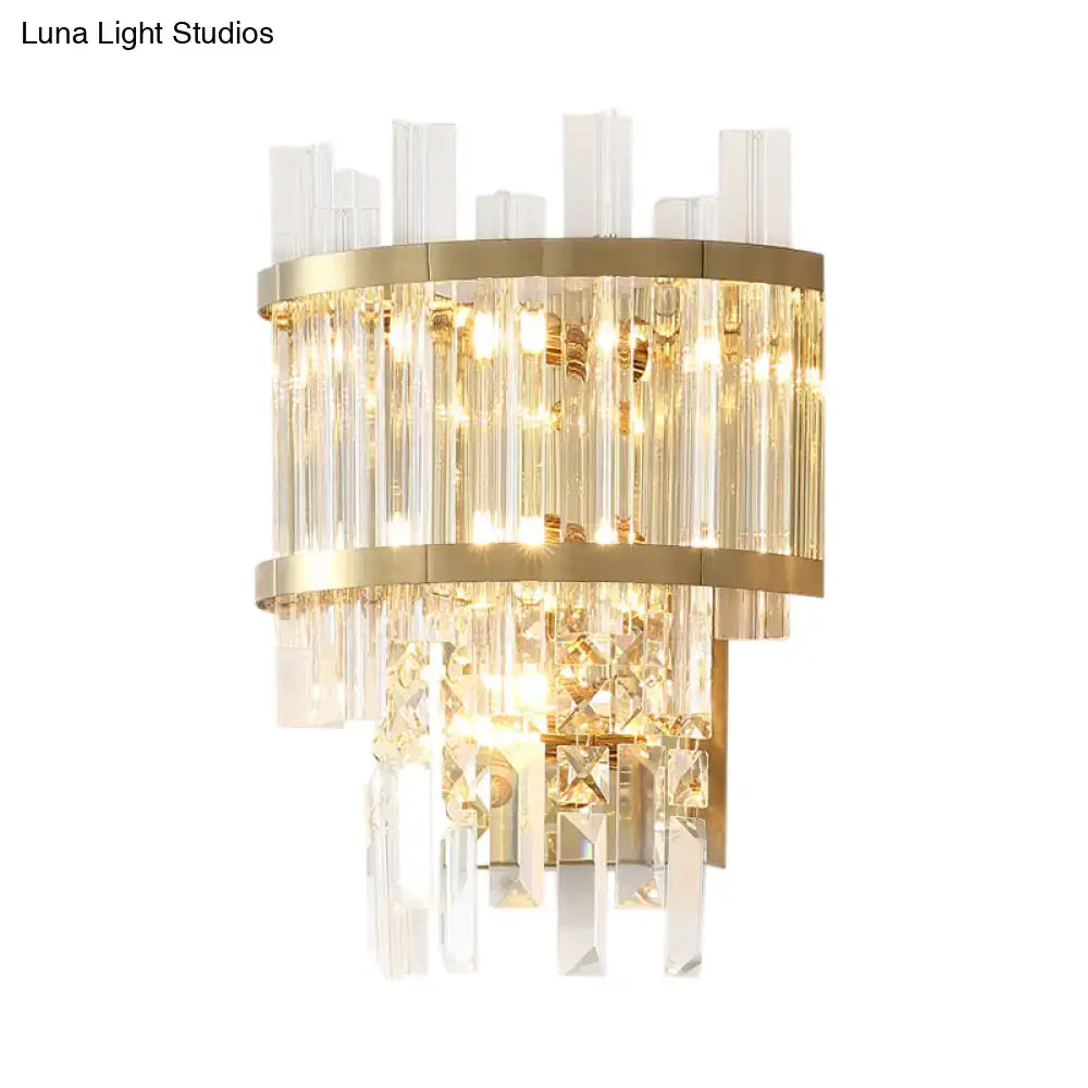 Modern silver crystal tiered wall mounted light dining room fixture