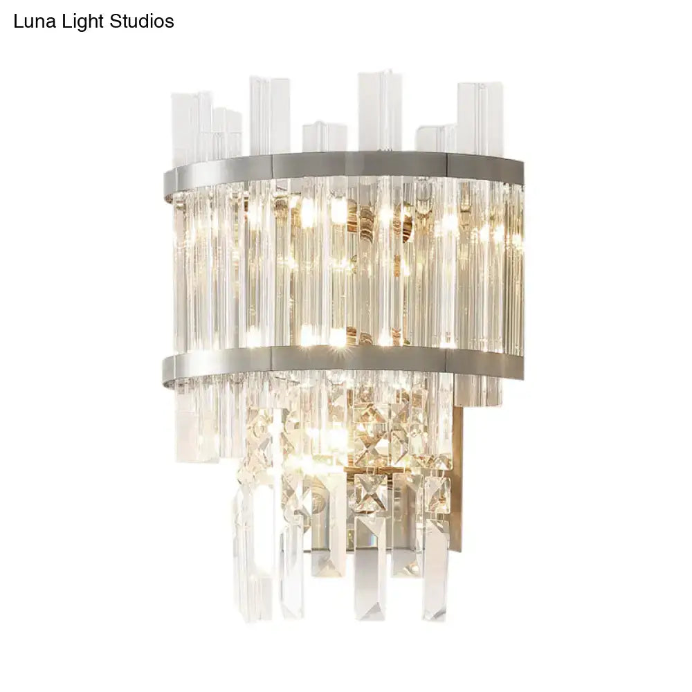 Modern silver crystal tiered wall mounted light dining room fixture