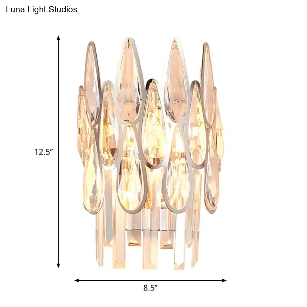Modern silver crystal wall sconce – living room double layer light
