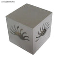 Modern silver cube led wall sconce with intricate handprint cutouts and bulb included for corridor lighting